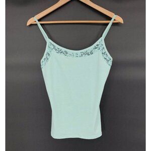 Aeropostale Womens Lace Accent Cami Top L Seafoam Green Y2k Summer Going Out Top